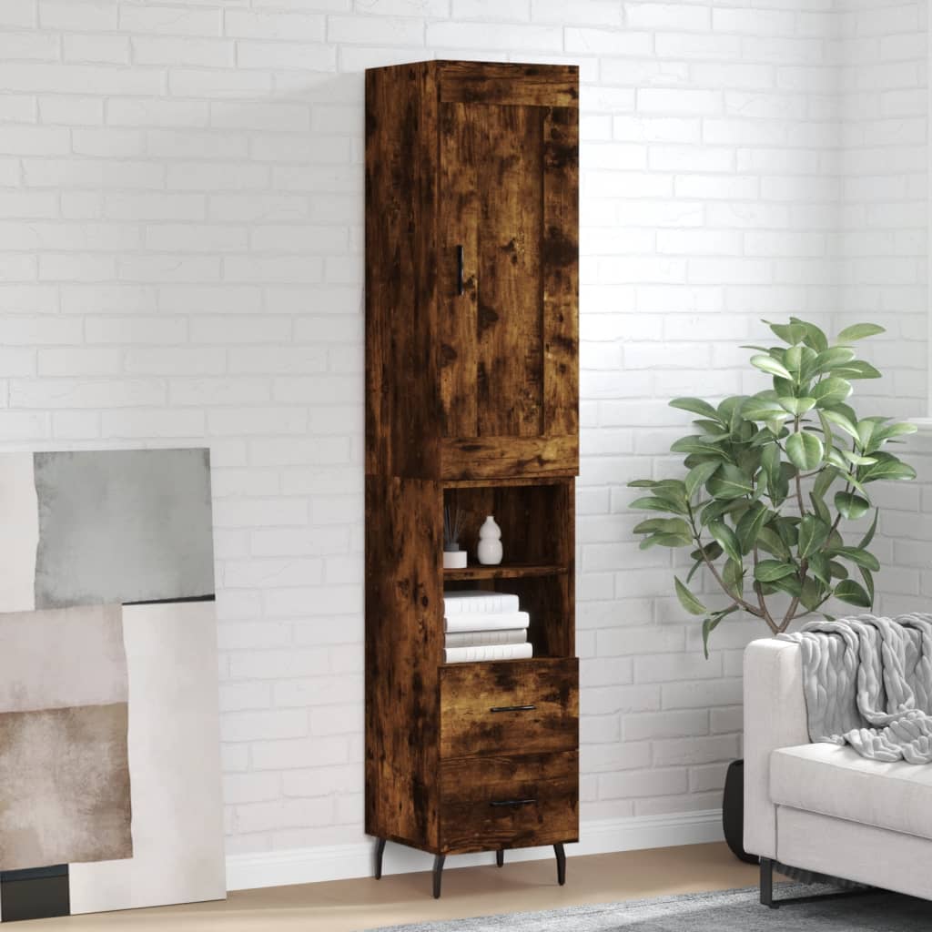 Highboard Smoked Oak 34.5x34x180 cm Engineered Wood