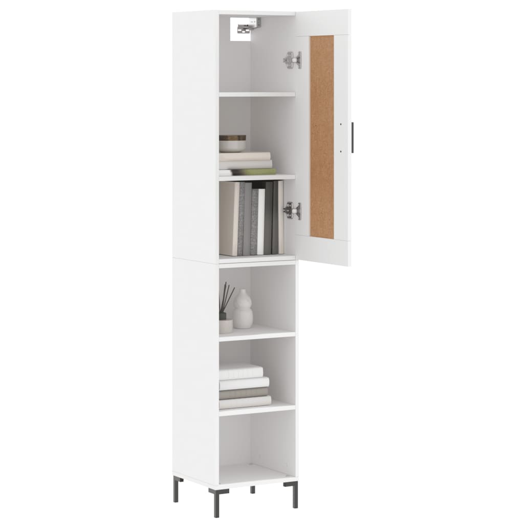 Highboard White 34.5x34x180 cm Engineered Wood