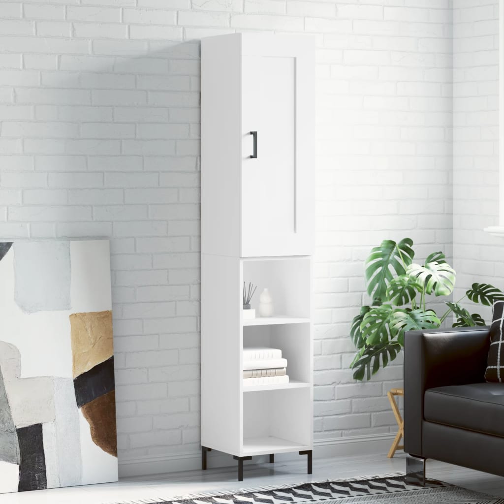Highboard White 34.5x34x180 cm Engineered Wood