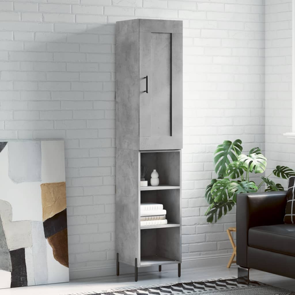Highboard Concrete Grey 34.5x34x180 cm Engineered Wood