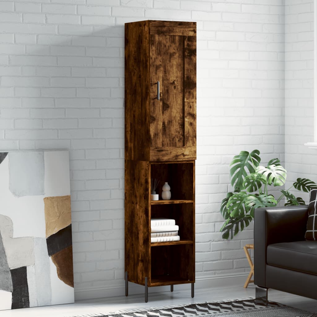 Highboard Smoked Oak 34.5x34x180 cm Engineered Wood