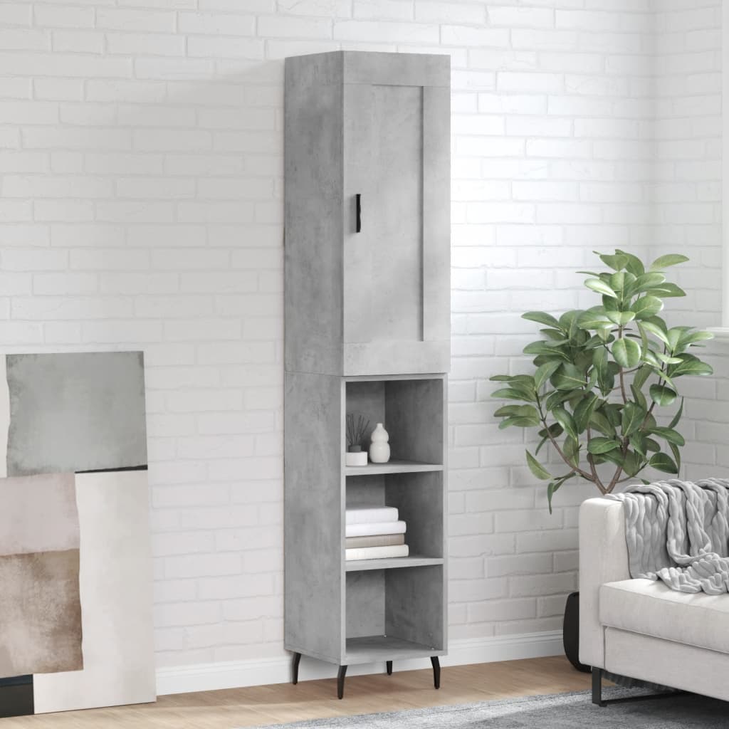 Highboard Concrete Grey 34.5x34x180 cm Engineered Wood
