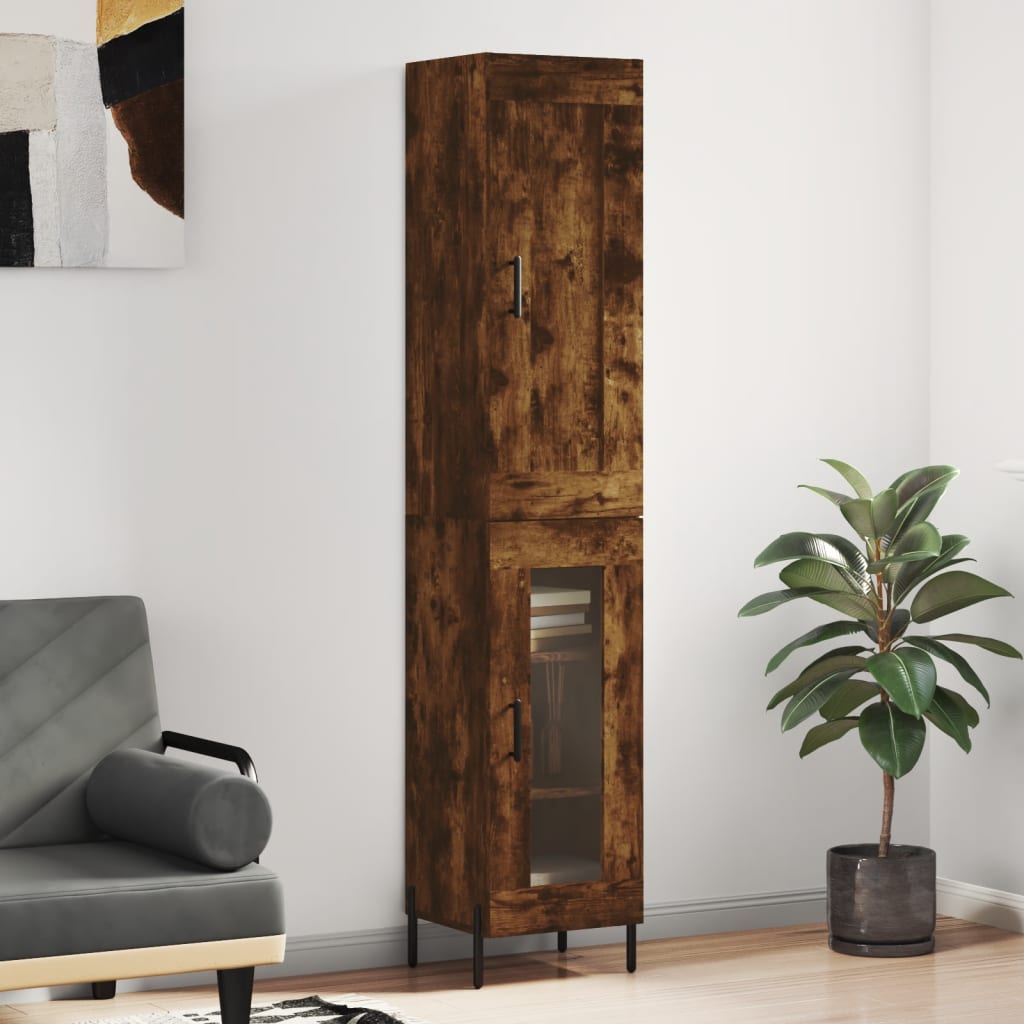 Highboard Smoked Oak 34.5x34x180 cm Engineered Wood