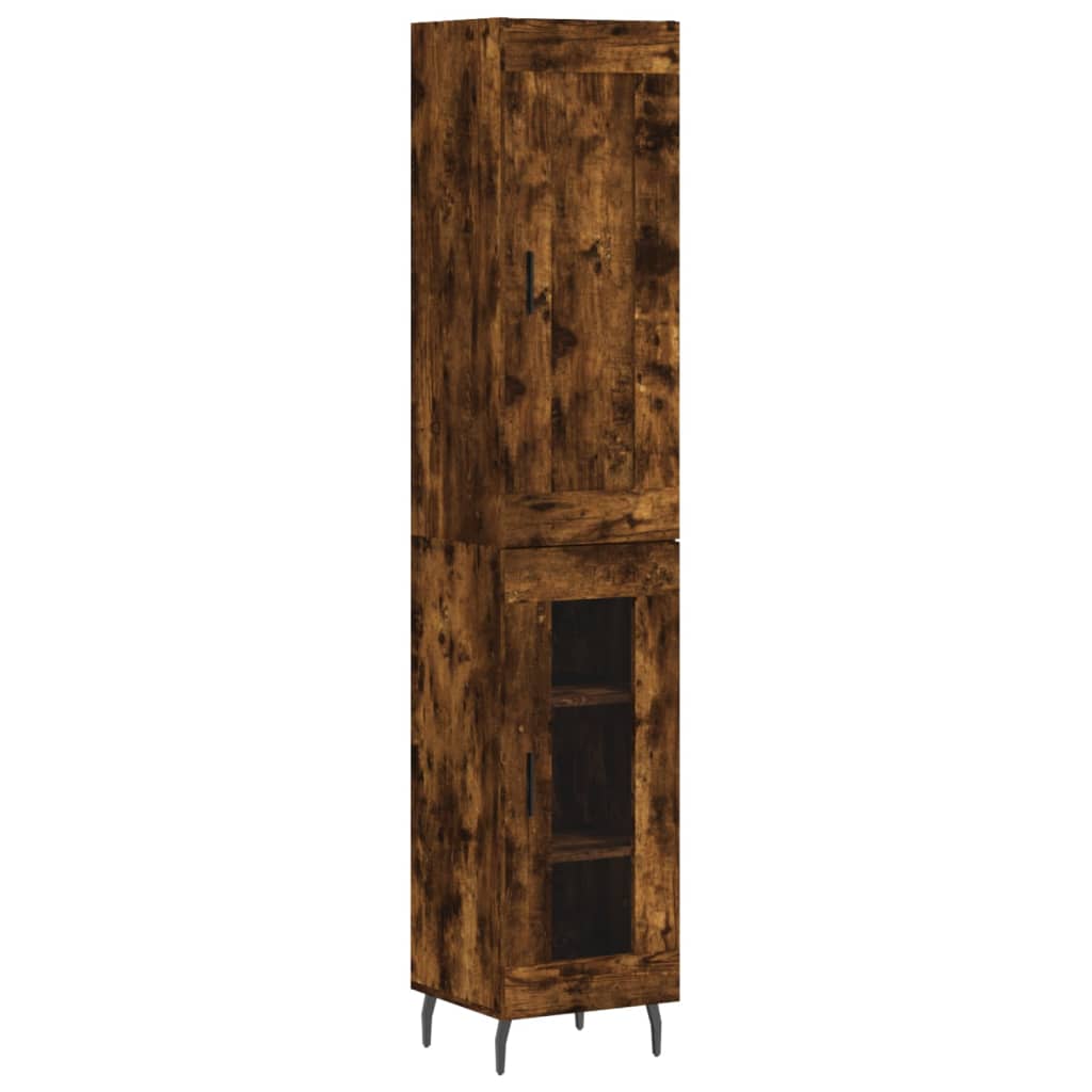 Highboard Smoked Oak 34.5x34x180 cm Engineered Wood