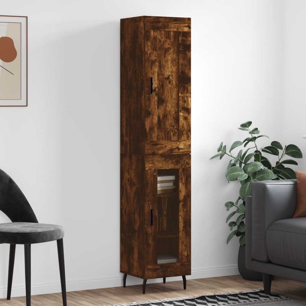 Highboard Smoked Oak 34.5x34x180 cm Engineered Wood