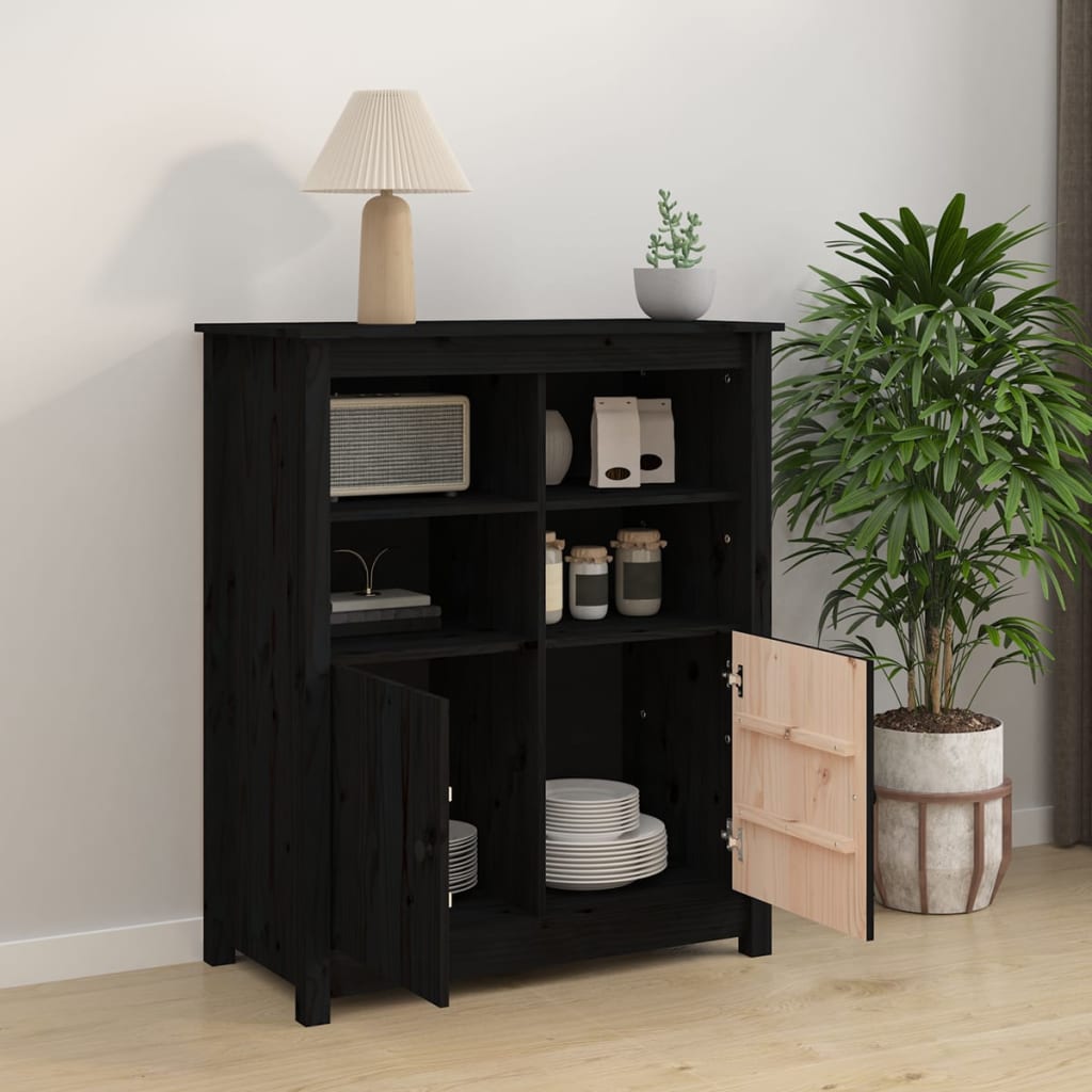 Sideboard Black 83x41.5x100 cm Solid Wood Pine