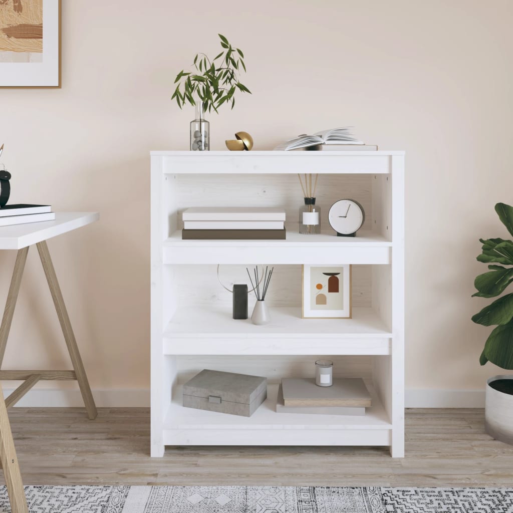 Book Cabinet White 80x35x97 cm Solid Wood Pine