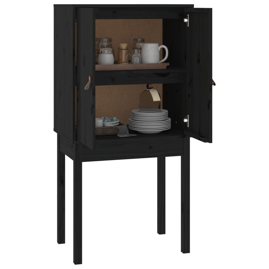 Highboard Black 60x40x120 cm Solid Wood Pine