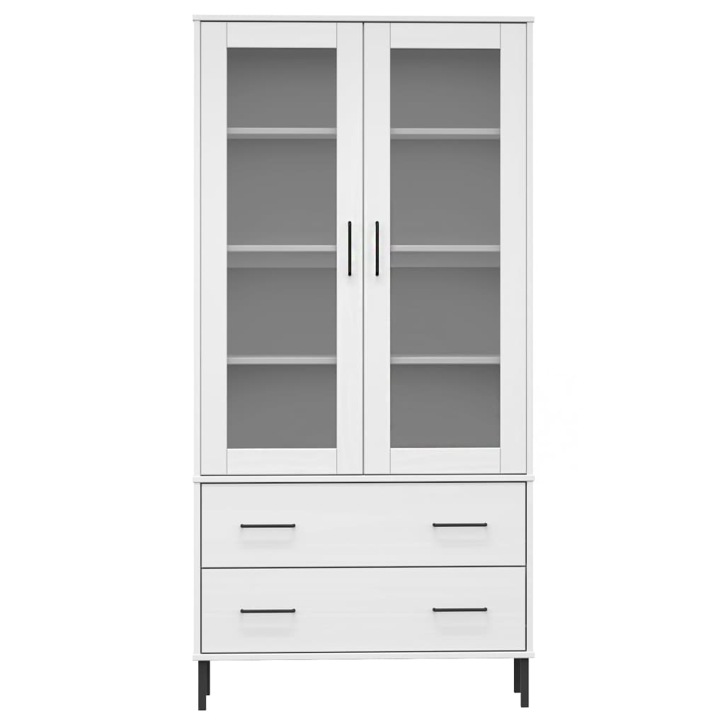 Bookcase with Metal Legs White 85x35x172.5 cm Solid Wood OSLO