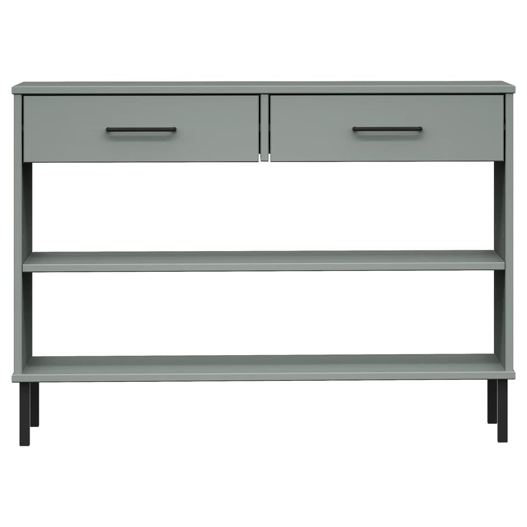 Console Cabinet with Metal Legs Grey Solid Wood Pine OSLO