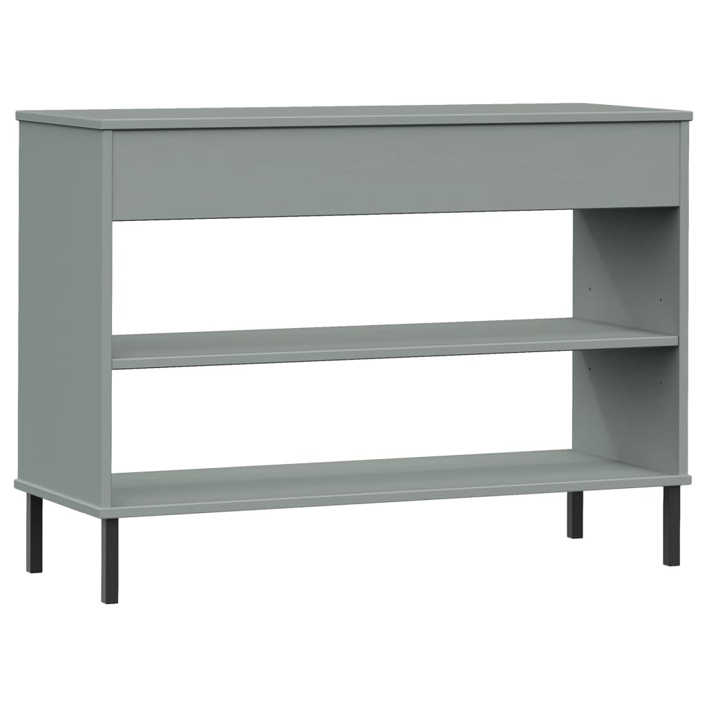 Console Cabinet with Metal Legs Grey Solid Wood Pine OSLO