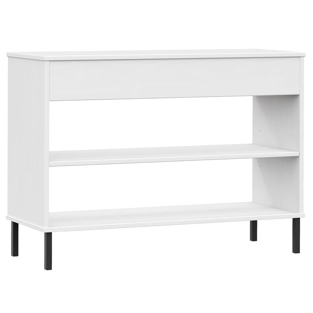 Console Cabinet with Metal Legs White Solid Wood Pine OSLO