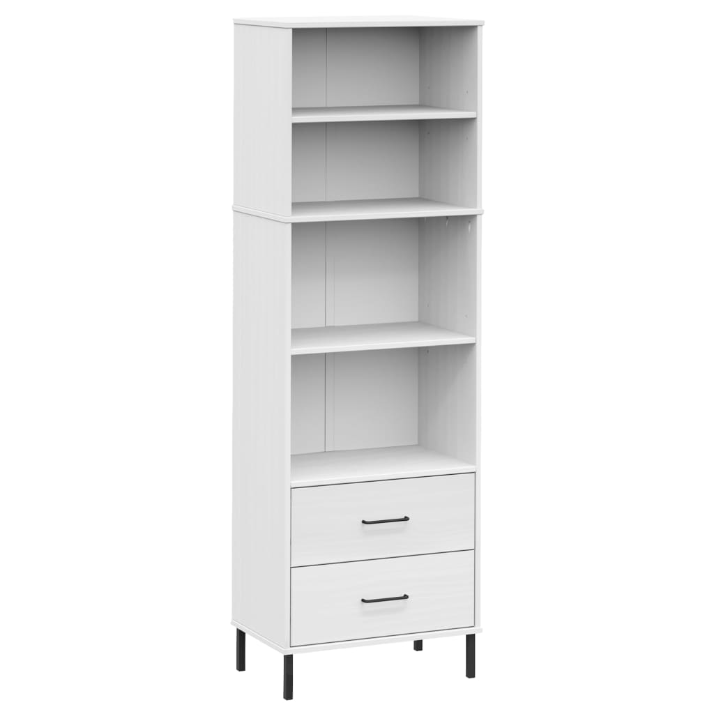 Bookcase with 2 Drawers White 60x35x180 cm Solid Wood OSLO