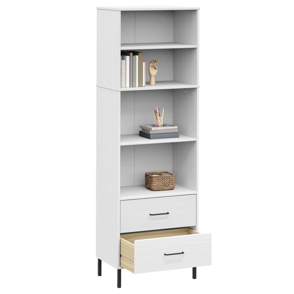 Bookcase with 2 Drawers White 60x35x180 cm Solid Wood OSLO