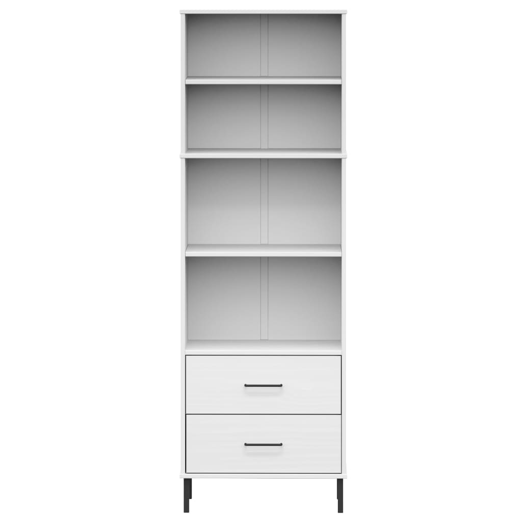 Bookcase with 2 Drawers White 60x35x180 cm Solid Wood OSLO