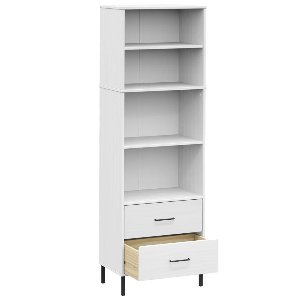 Bookcase with 2 Drawers White 60x35x180 cm Solid Wood OSLO