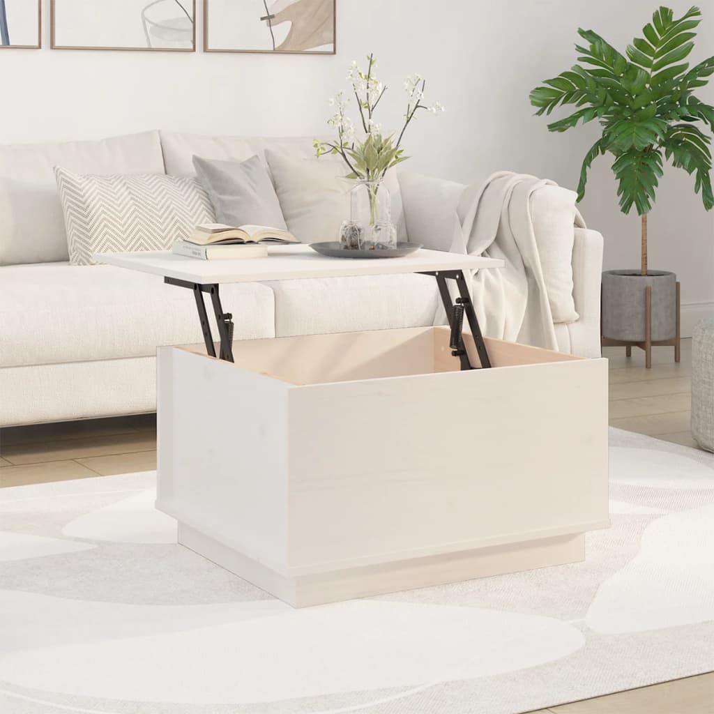 Coffee Table White 60x50x35 cm Solid Wood Pine