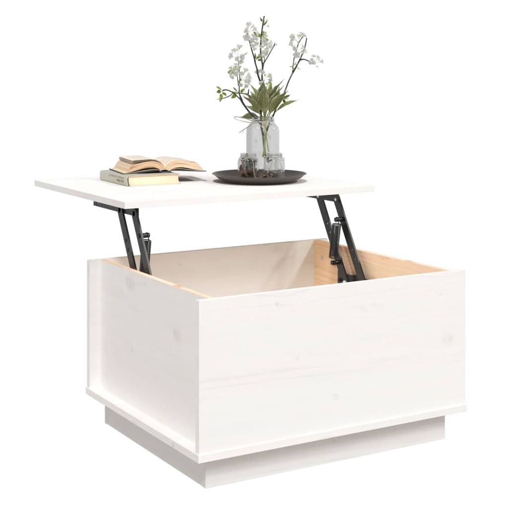Coffee Table White 60x50x35 cm Solid Wood Pine