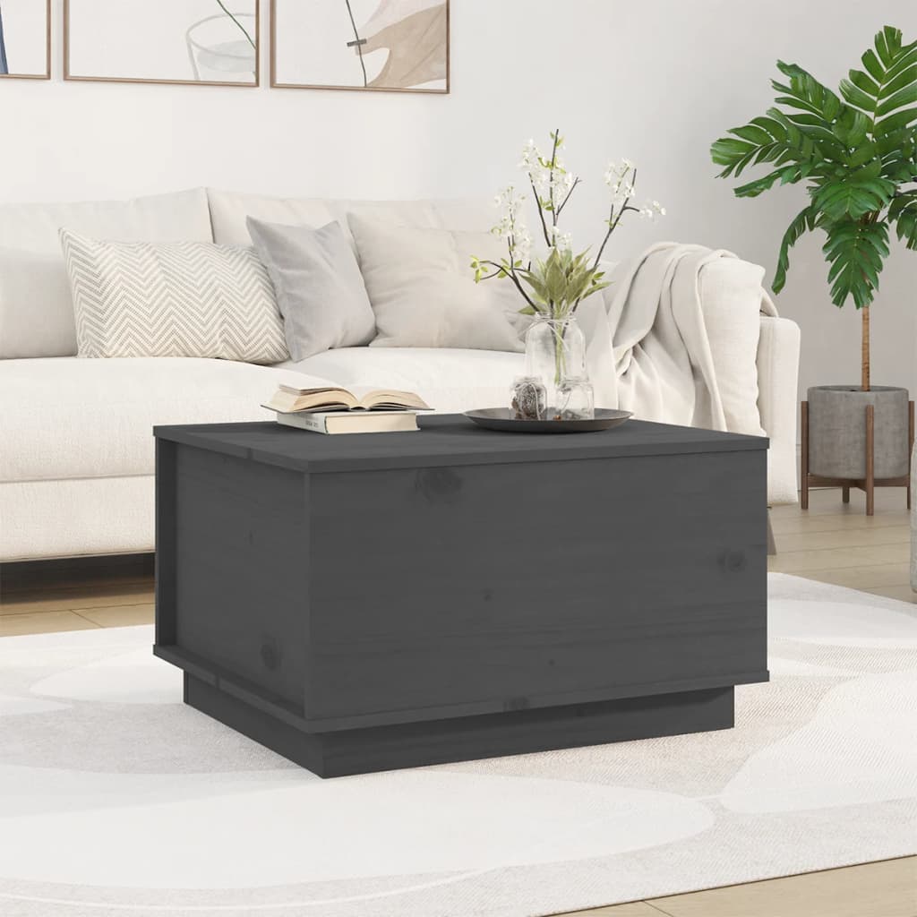 Coffee Table Grey 60x50x35 cm Solid Wood Pine