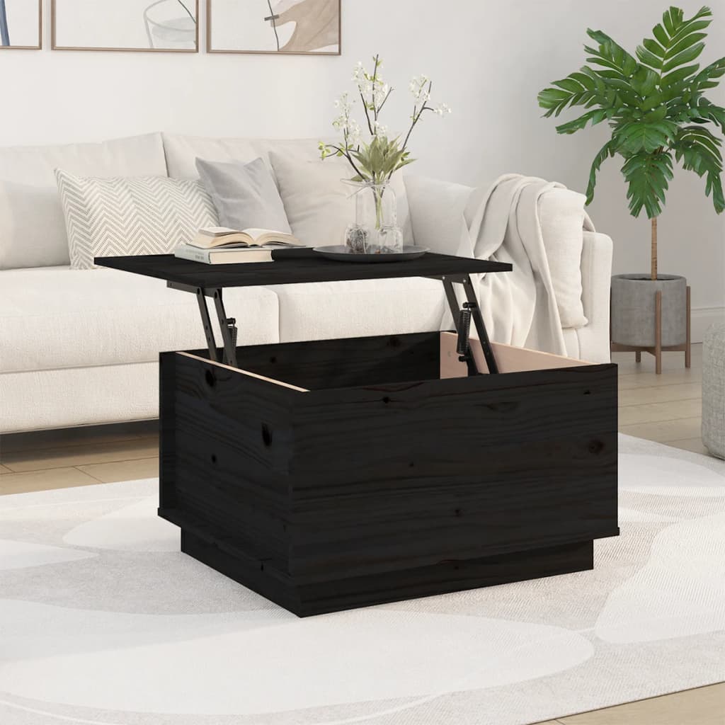 Coffee Table Black 60x50x35 cm Solid Wood Pine