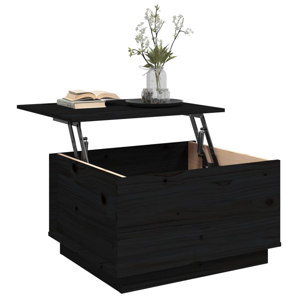 Coffee Table Black 60x50x35 cm Solid Wood Pine