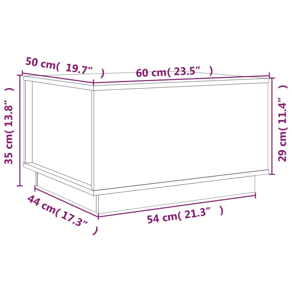 Coffee Table Black 60x50x35 cm Solid Wood Pine