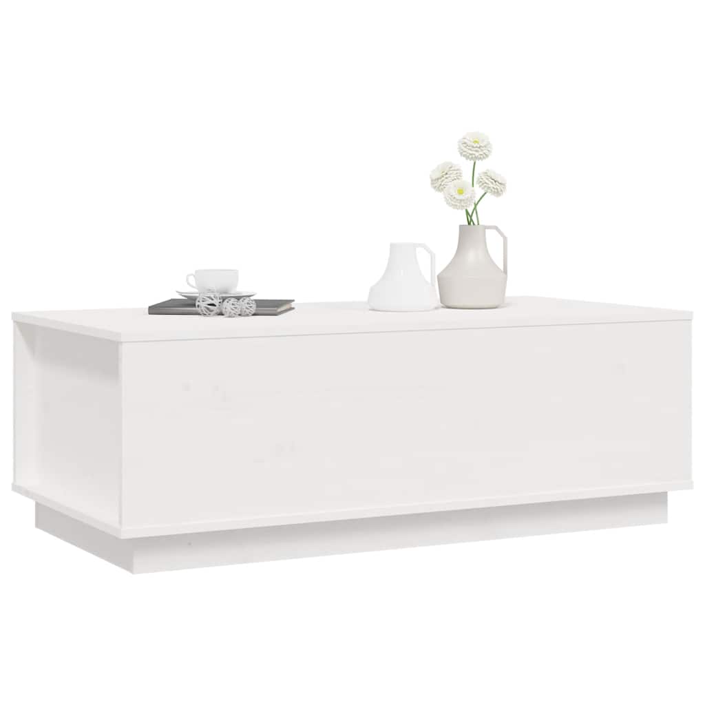 Coffee Table White 100x50x35 cm Solid Wood Pine
