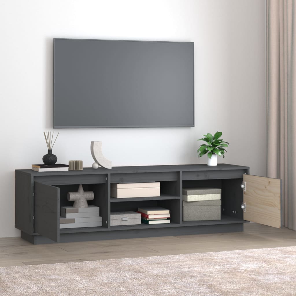 TV Cabinet Grey 140x35x40 cm Solid Wood Pine