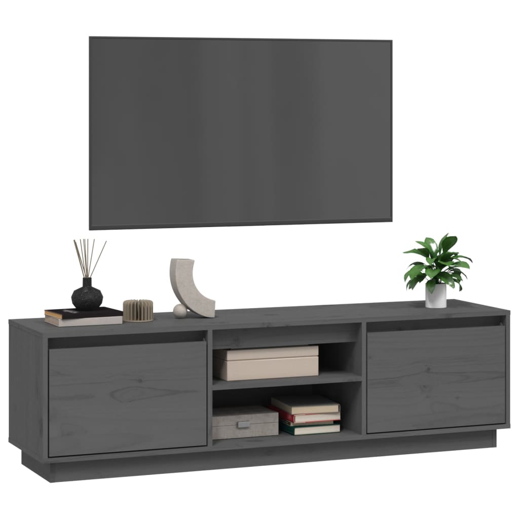 TV Cabinet Grey 140x35x40 cm Solid Wood Pine