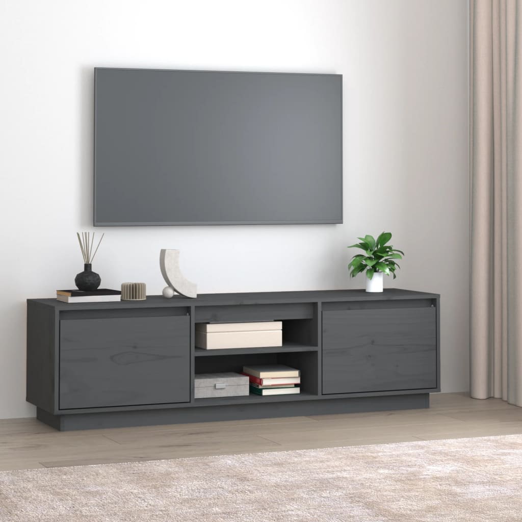 TV Cabinet Grey 140x35x40 cm Solid Wood Pine
