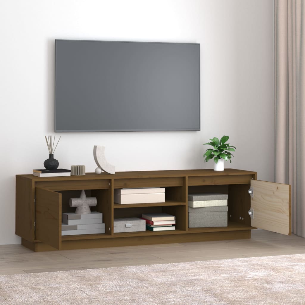 TV Cabinet Honey Brown 140x35x40 cm Solid Wood Pine