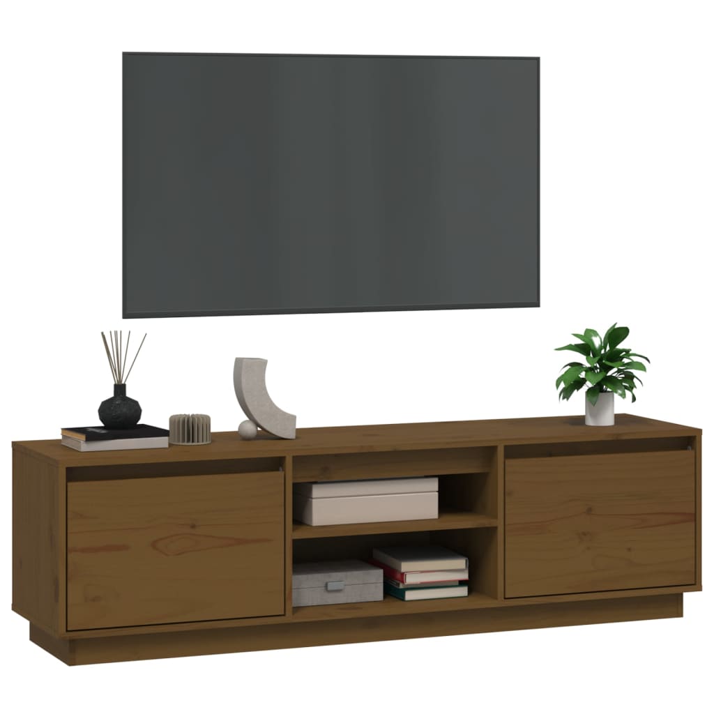TV Cabinet Honey Brown 140x35x40 cm Solid Wood Pine
