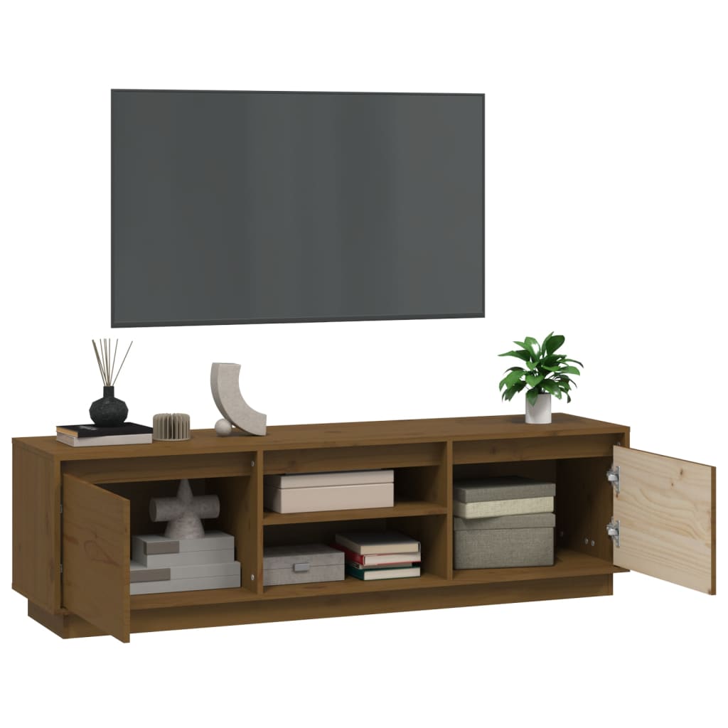 TV Cabinet Honey Brown 140x35x40 cm Solid Wood Pine
