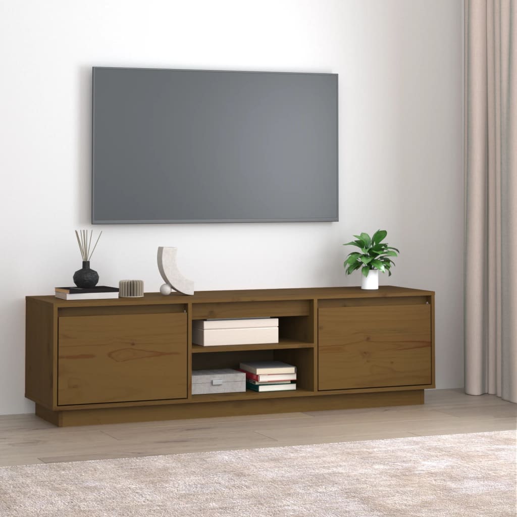 TV Cabinet Honey Brown 140x35x40 cm Solid Wood Pine