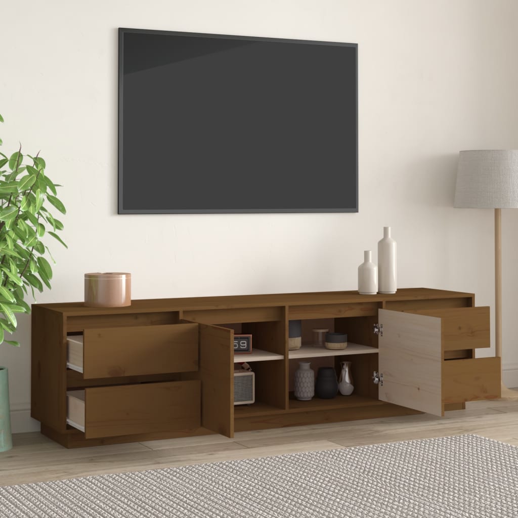 TV Cabinet Honey Brown 176x37x47.5 cm Solid Wood Pine