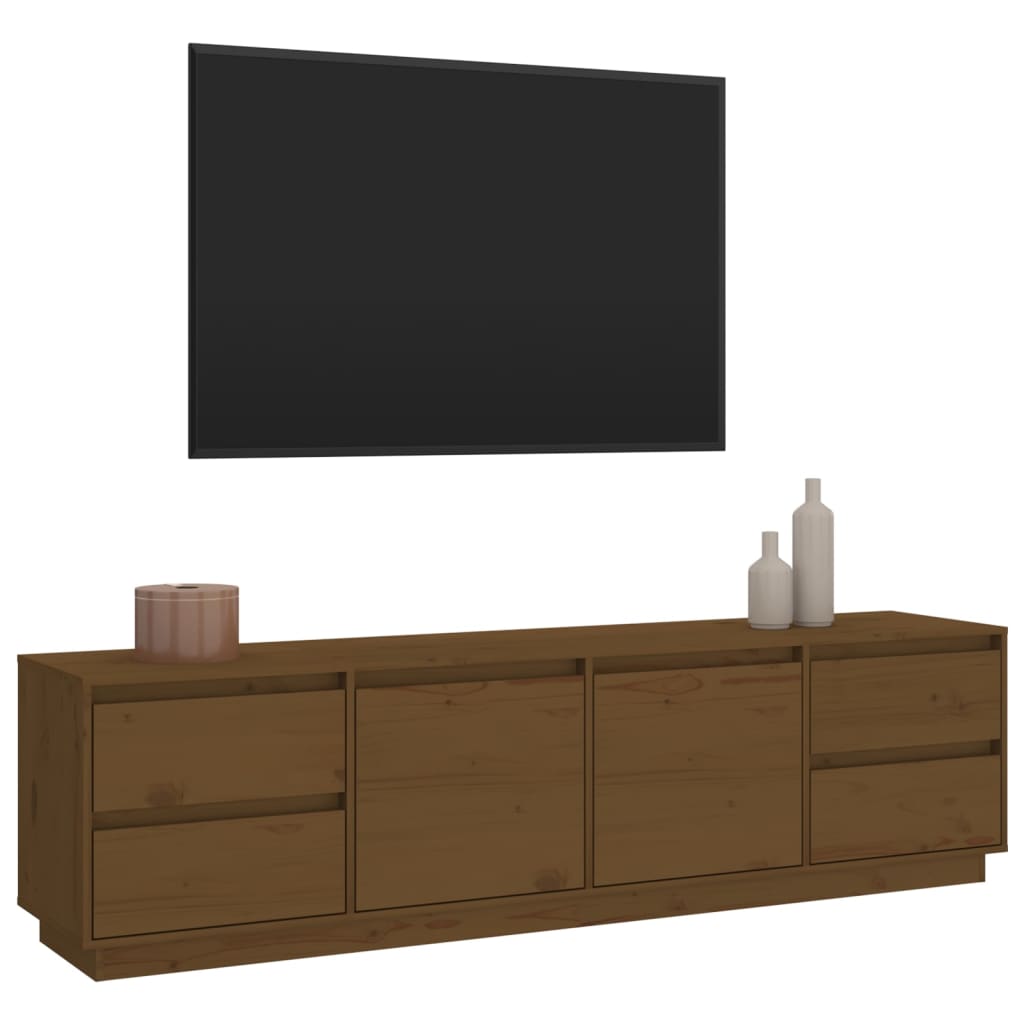 TV Cabinet Honey Brown 176x37x47.5 cm Solid Wood Pine