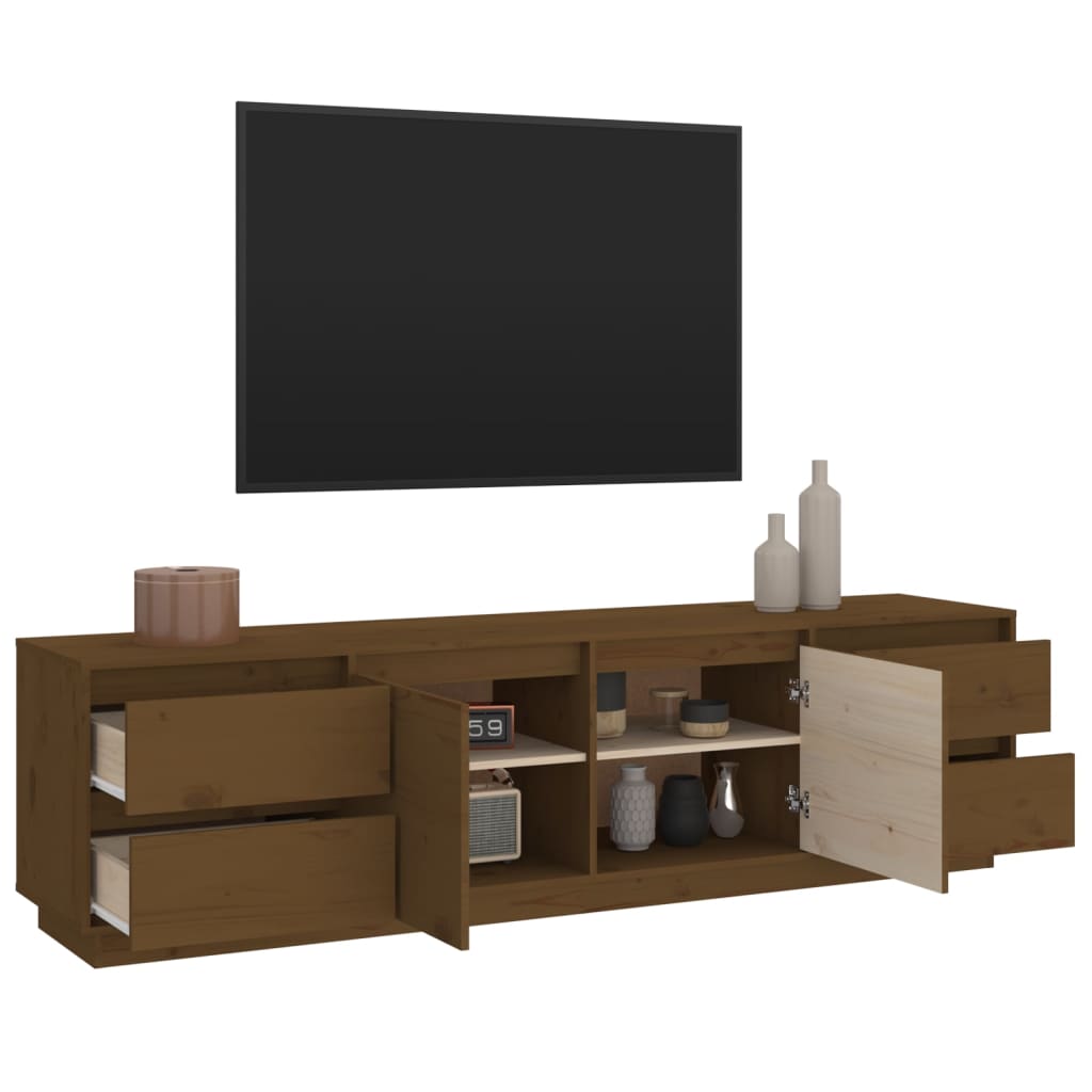 TV Cabinet Honey Brown 176x37x47.5 cm Solid Wood Pine