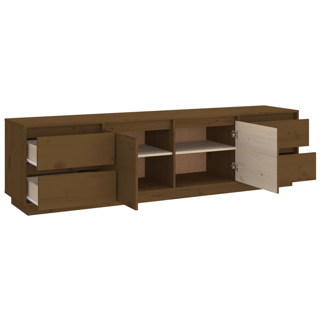 TV Cabinet Honey Brown 176x37x47.5 cm Solid Wood Pine