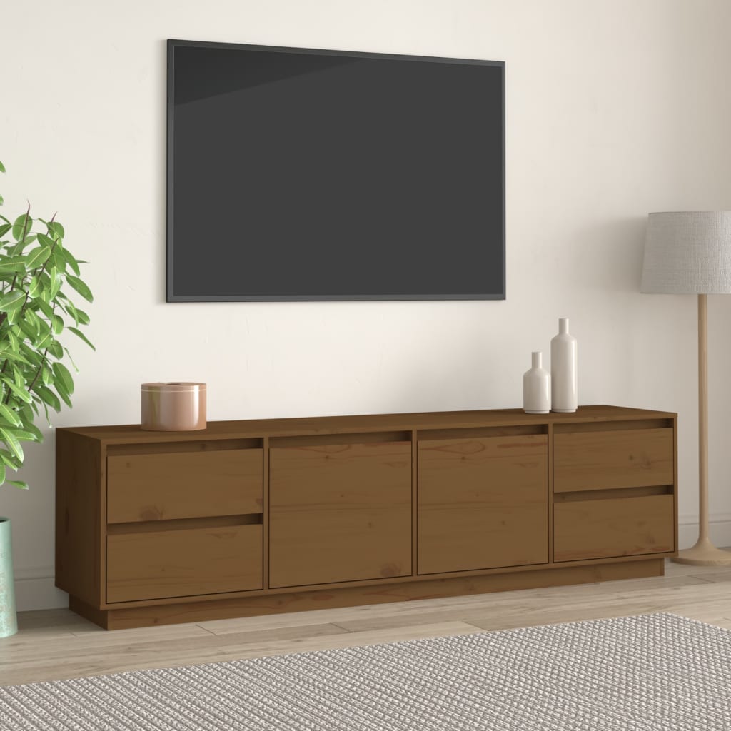 TV Cabinet Honey Brown 176x37x47.5 cm Solid Wood Pine