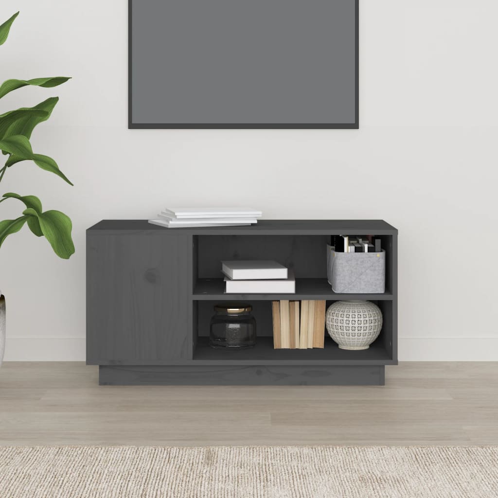 TV Cabinet Grey 80x35x40.5 cm Solid Wood Pine