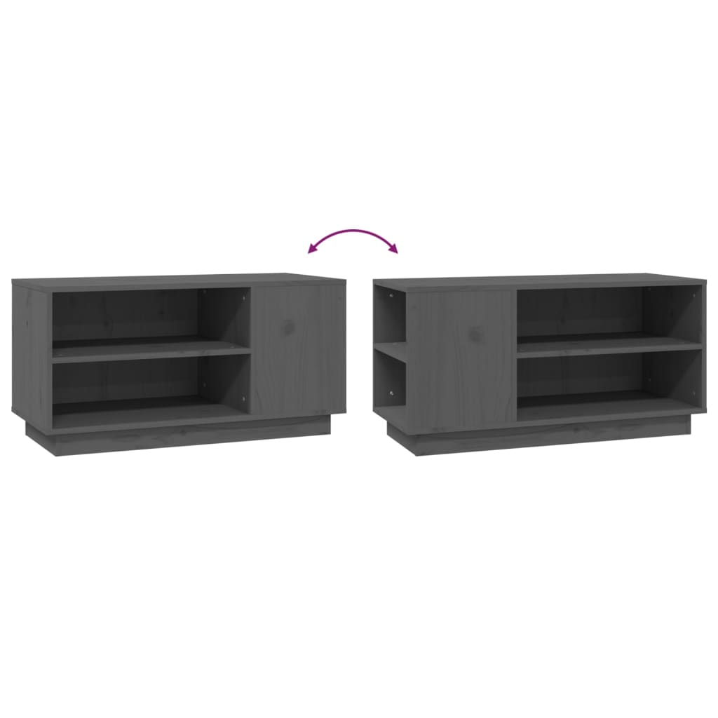 TV Cabinet Grey 80x35x40.5 cm Solid Wood Pine