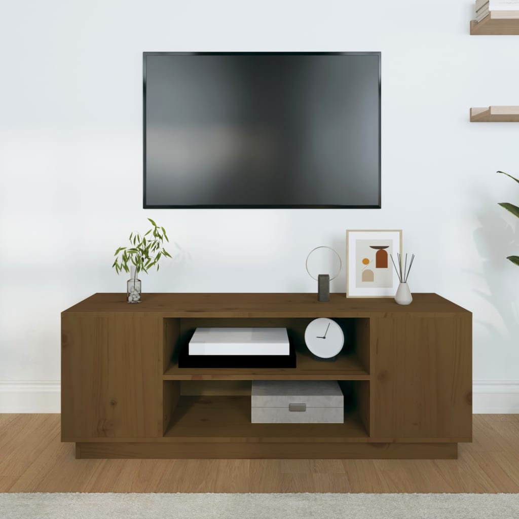 TV Cabinet Honey Brown 110x35x40.5 cm Solid Wood Pine