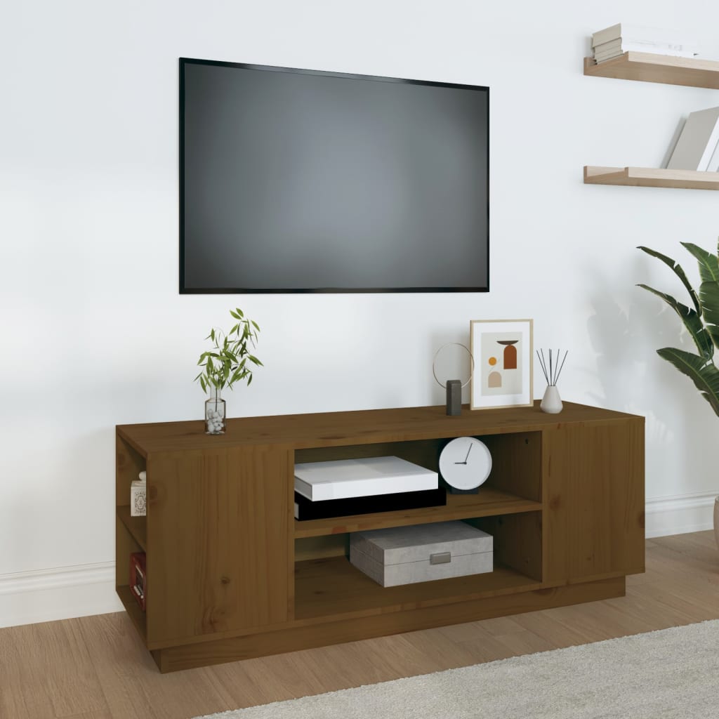 TV Cabinet Honey Brown 110x35x40.5 cm Solid Wood Pine