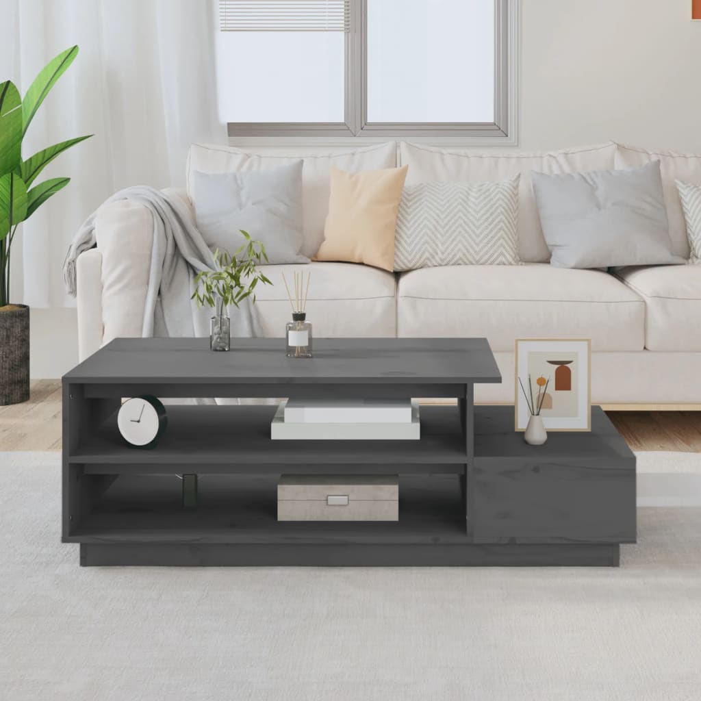 Coffee Table Grey 120x50x40.5 cm Solid Wood Pine