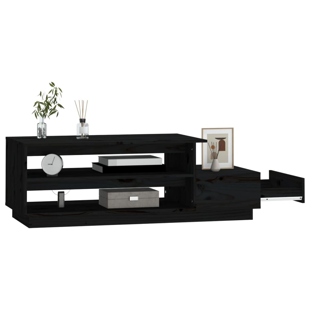 Coffee Table Black 120x50x40.5 cm Solid Wood Pine