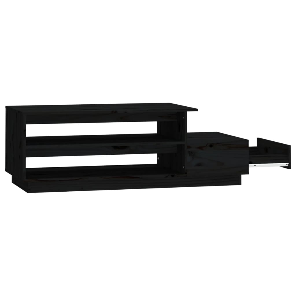 Coffee Table Black 120x50x40.5 cm Solid Wood Pine