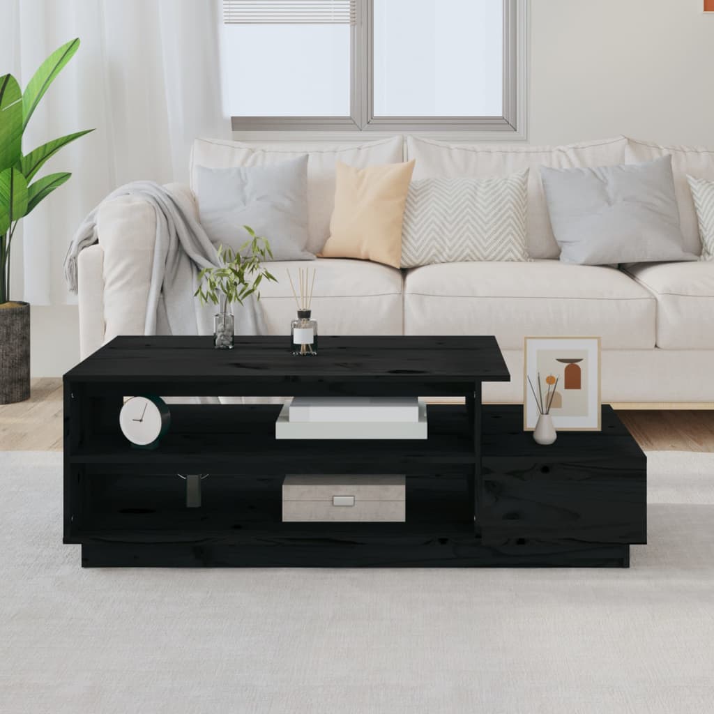 Coffee Table Black 120x50x40.5 cm Solid Wood Pine