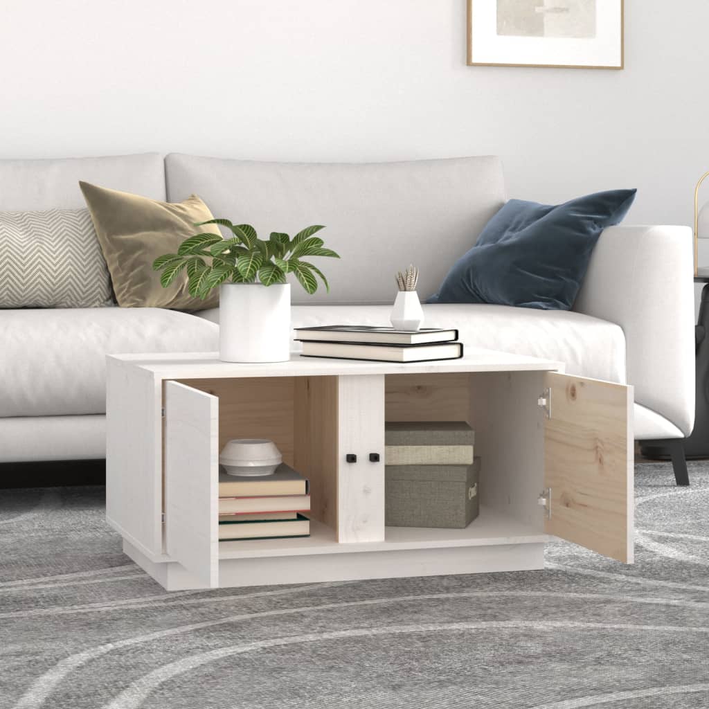 Coffee Table White 80x50x40 cm Solid Wood Pine
