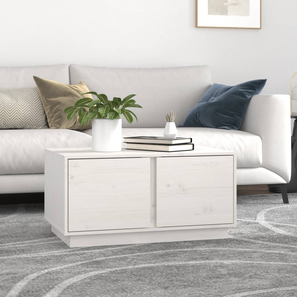 Coffee Table White 80x50x40 cm Solid Wood Pine