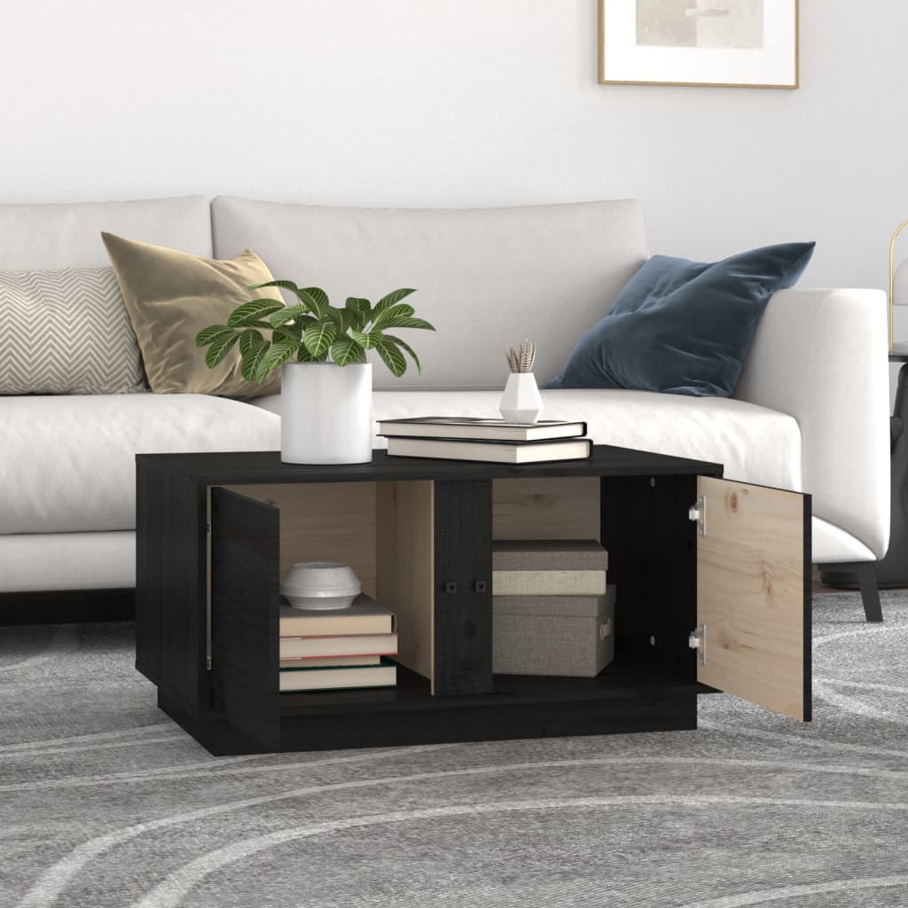 Coffee Table Black 80x50x40 cm Solid Wood Pine